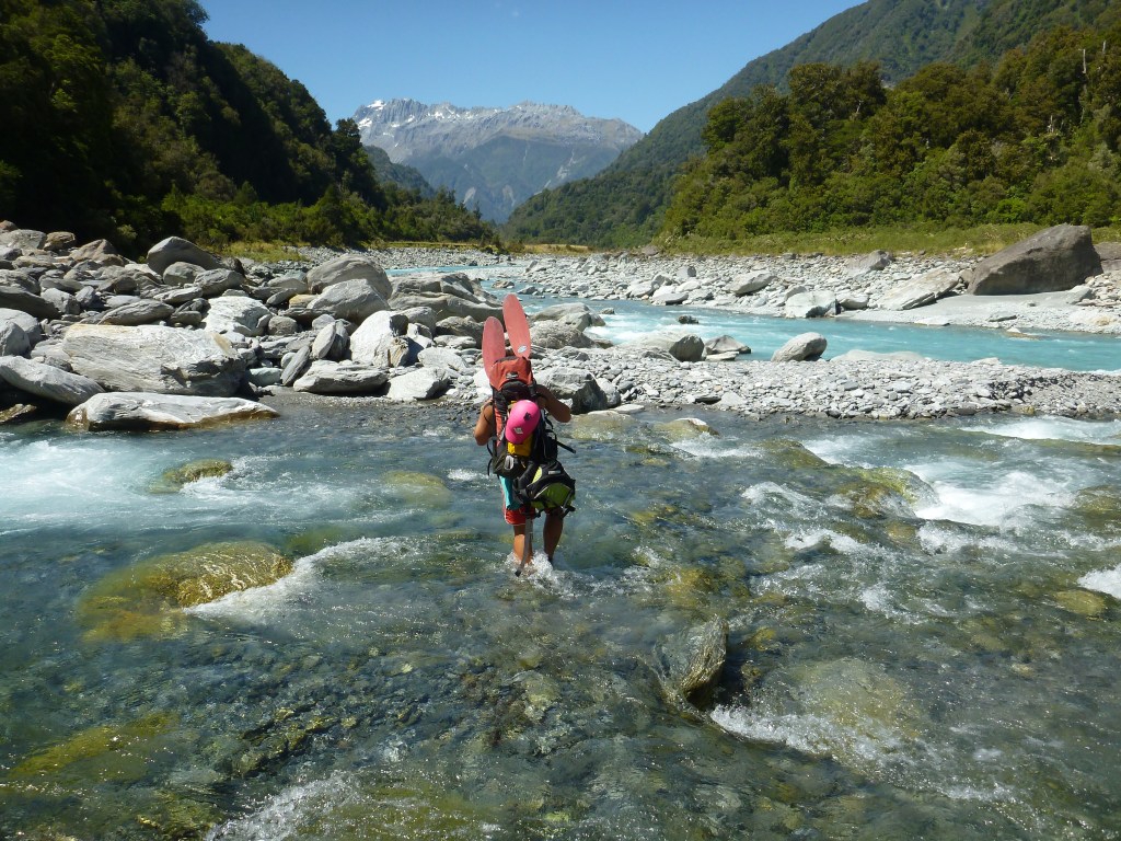 Crossing Hendes Creek, en route to Hunter Hut